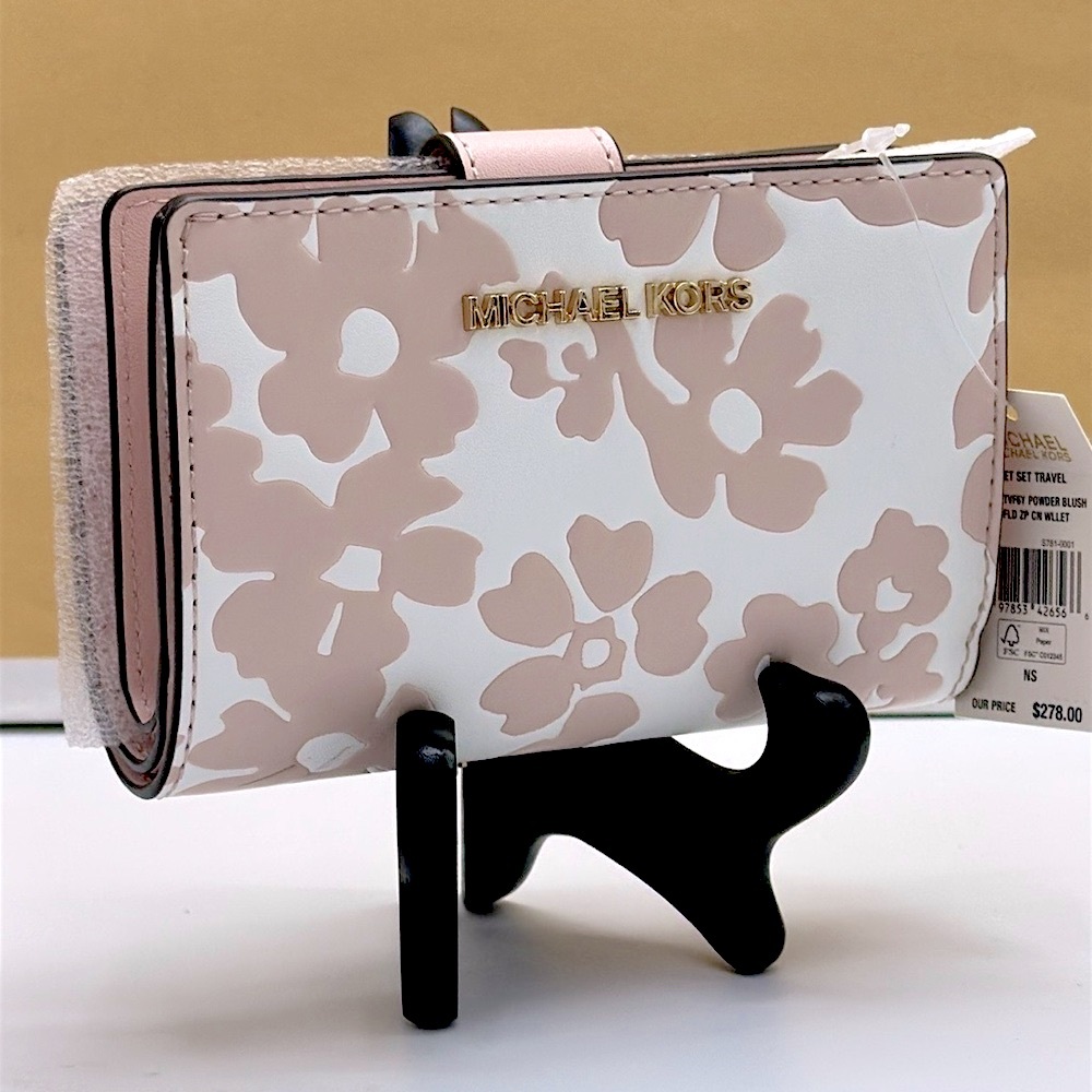 Michael Kors Jet Set Medium Floral Print Bi-Fold Wallet 
POWDER BLUSH
NWT